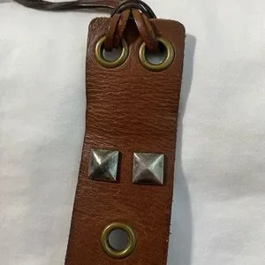 LEVI\'S Vtg Women Double Linea Gold Silver Tone Studded Leather Belt Fringes XL Levi main image 4
